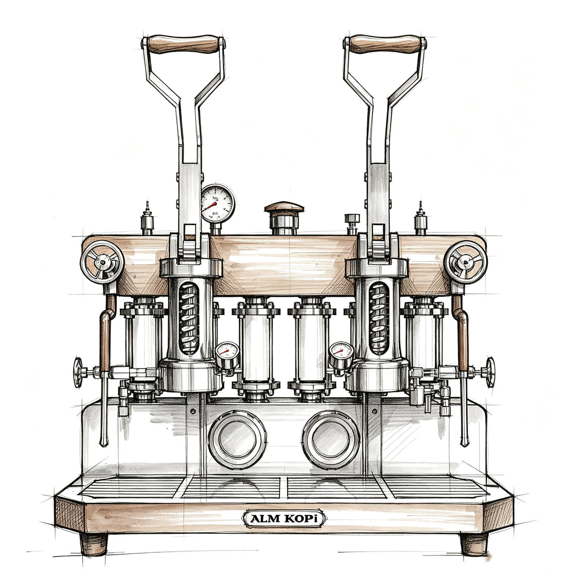 Aleman double-head 6P spring pull-rod coffee machine espresso concentrated household commercial small espresso machine