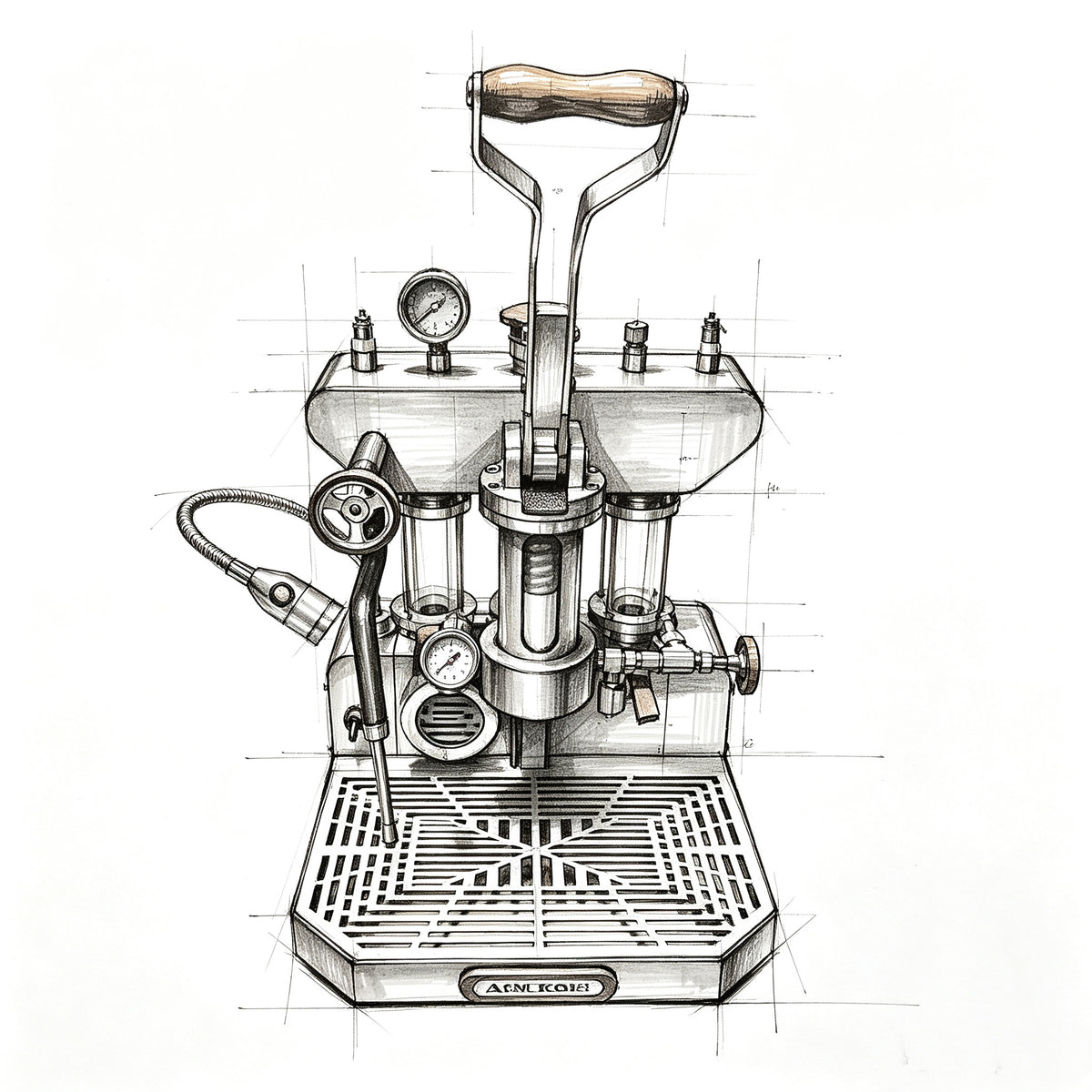 Aleman Zxs-Espresso-6P Manual Variable Pressure, Commercial & Home Coffee Machine with Steam Wand