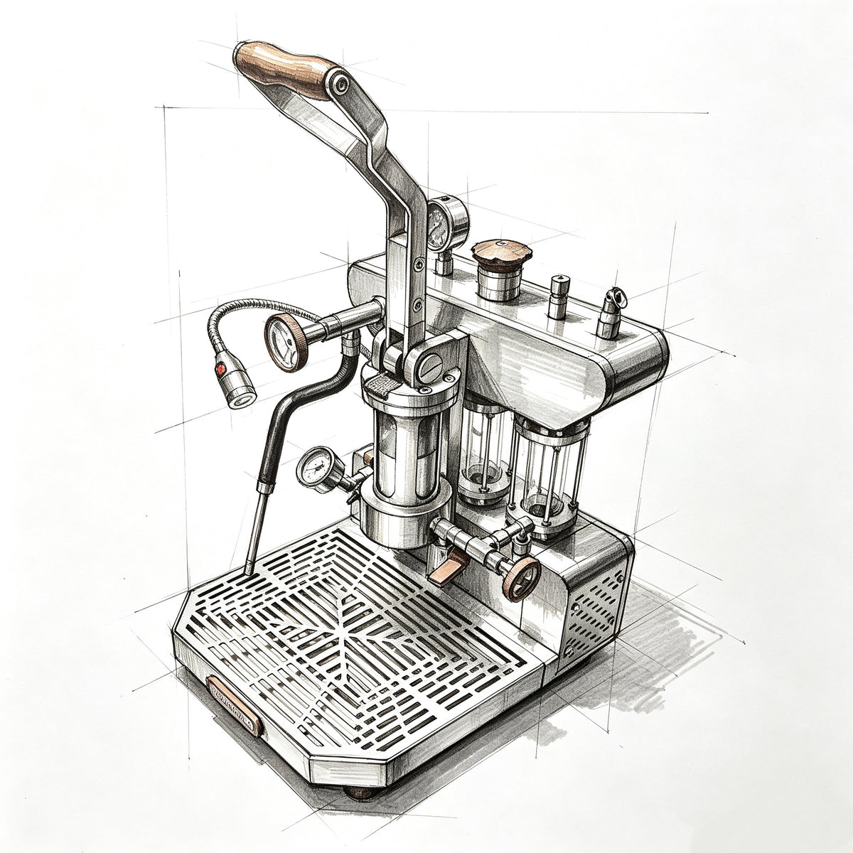 Aleman Zxs-Espresso-6P Manual Variable Pressure, Commercial & Home Coffee Machine with Steam Wand