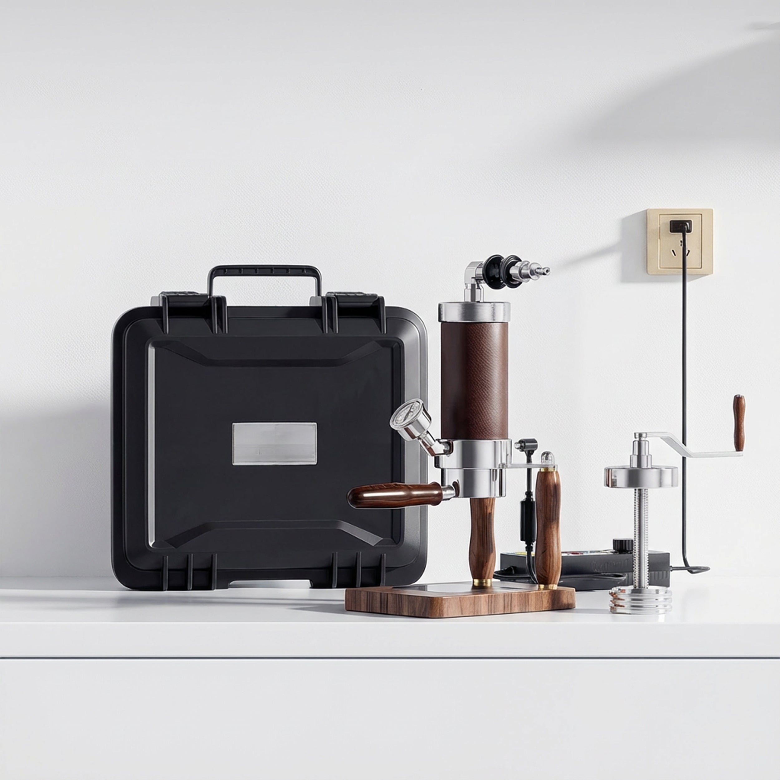 Aleman Nomad Hybrid Portable Espresso Machine | Hand-Crank & Pneumatic 2-in-1