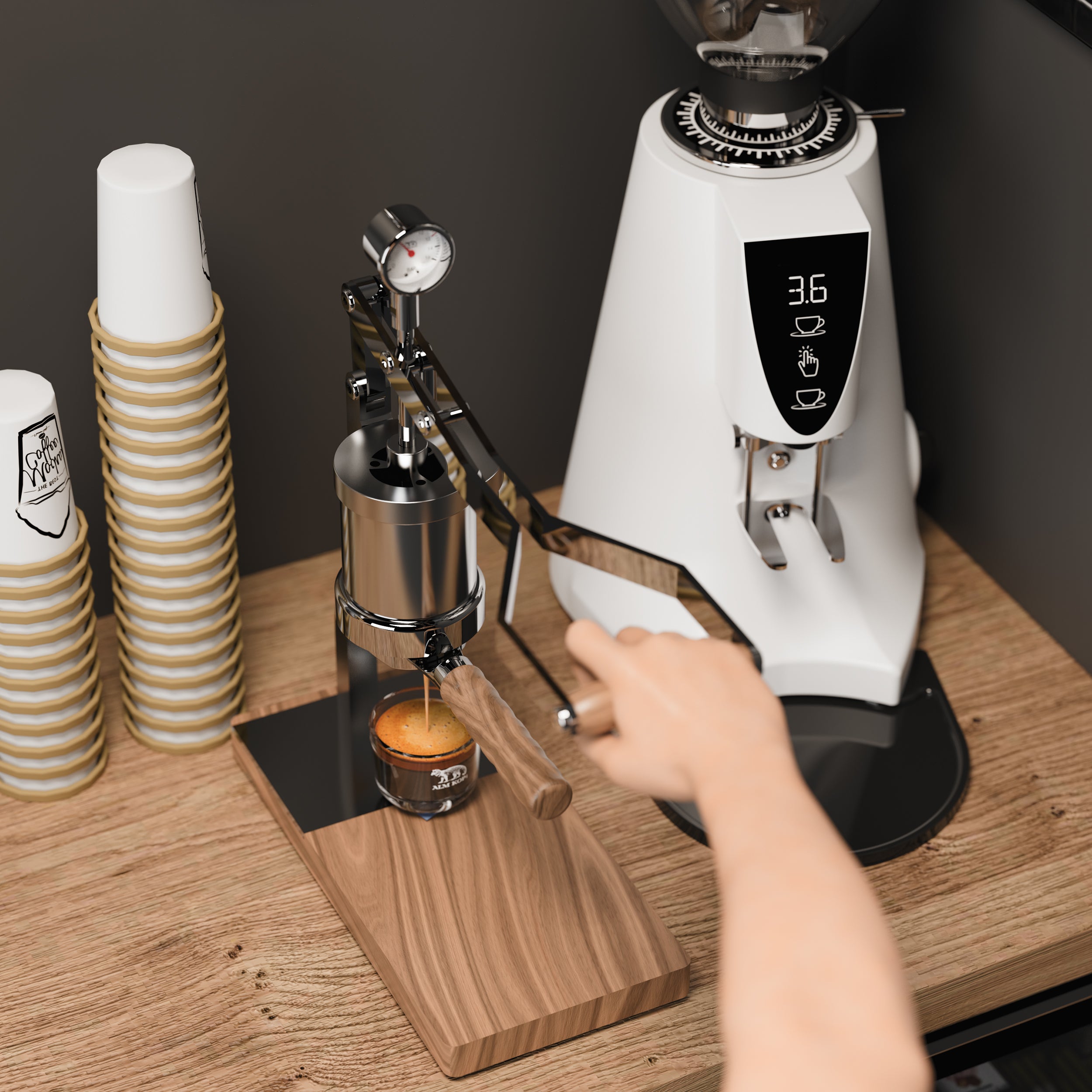 Aleman 2 Manual Lever Espresso Machine | PID Temp Control & 58mm Pro G