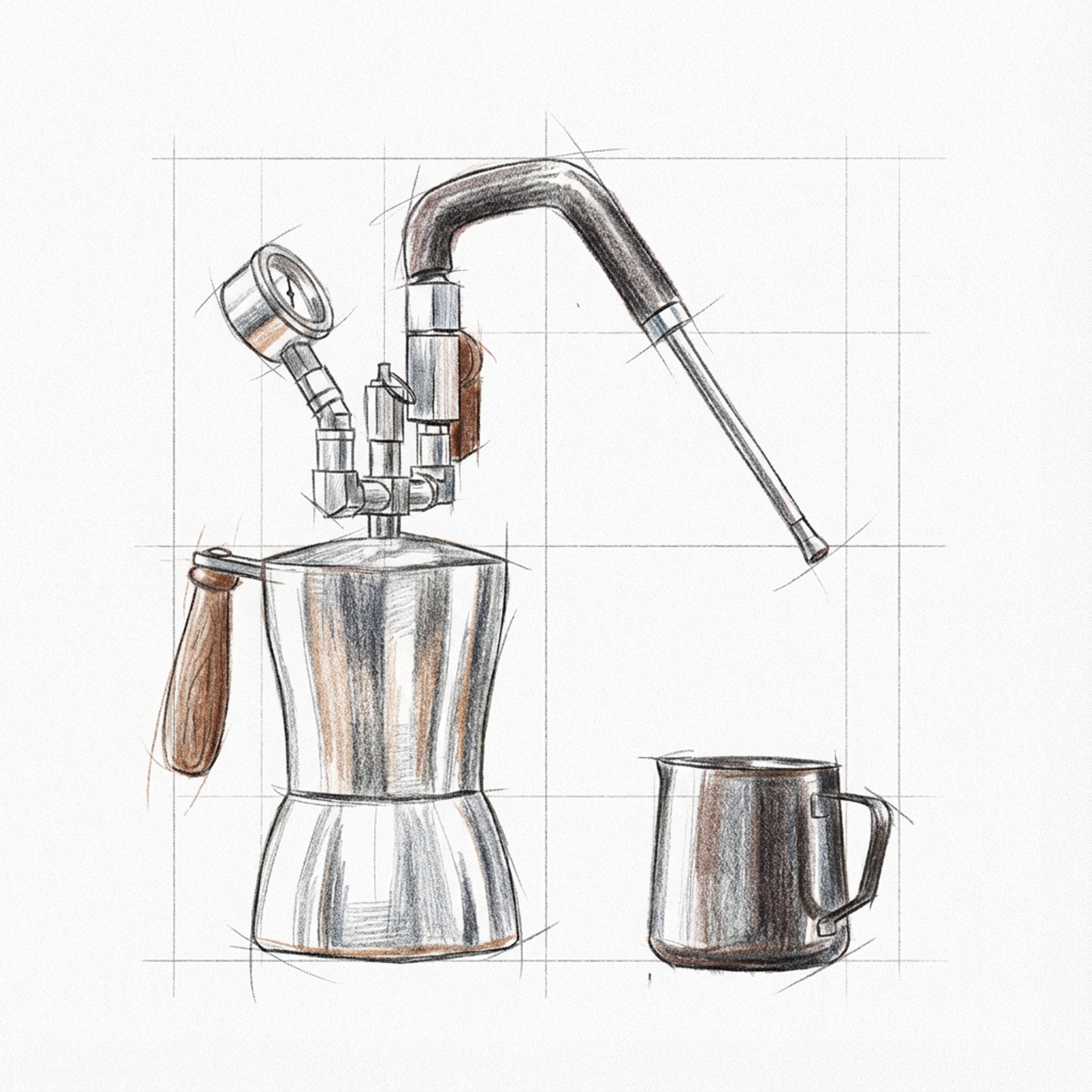 Aleman AK-74 Stovetop Milk Steamer | Professional Dry Steam for Latte Art