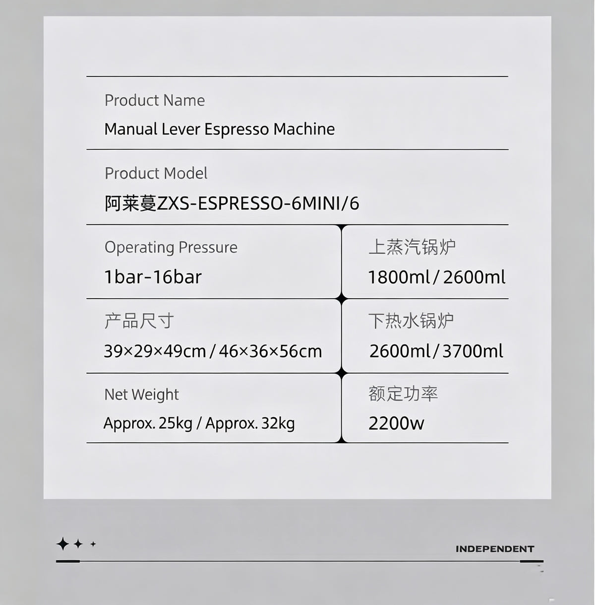 Aleman 6th Gen / 6mini Lever Espresso Machine