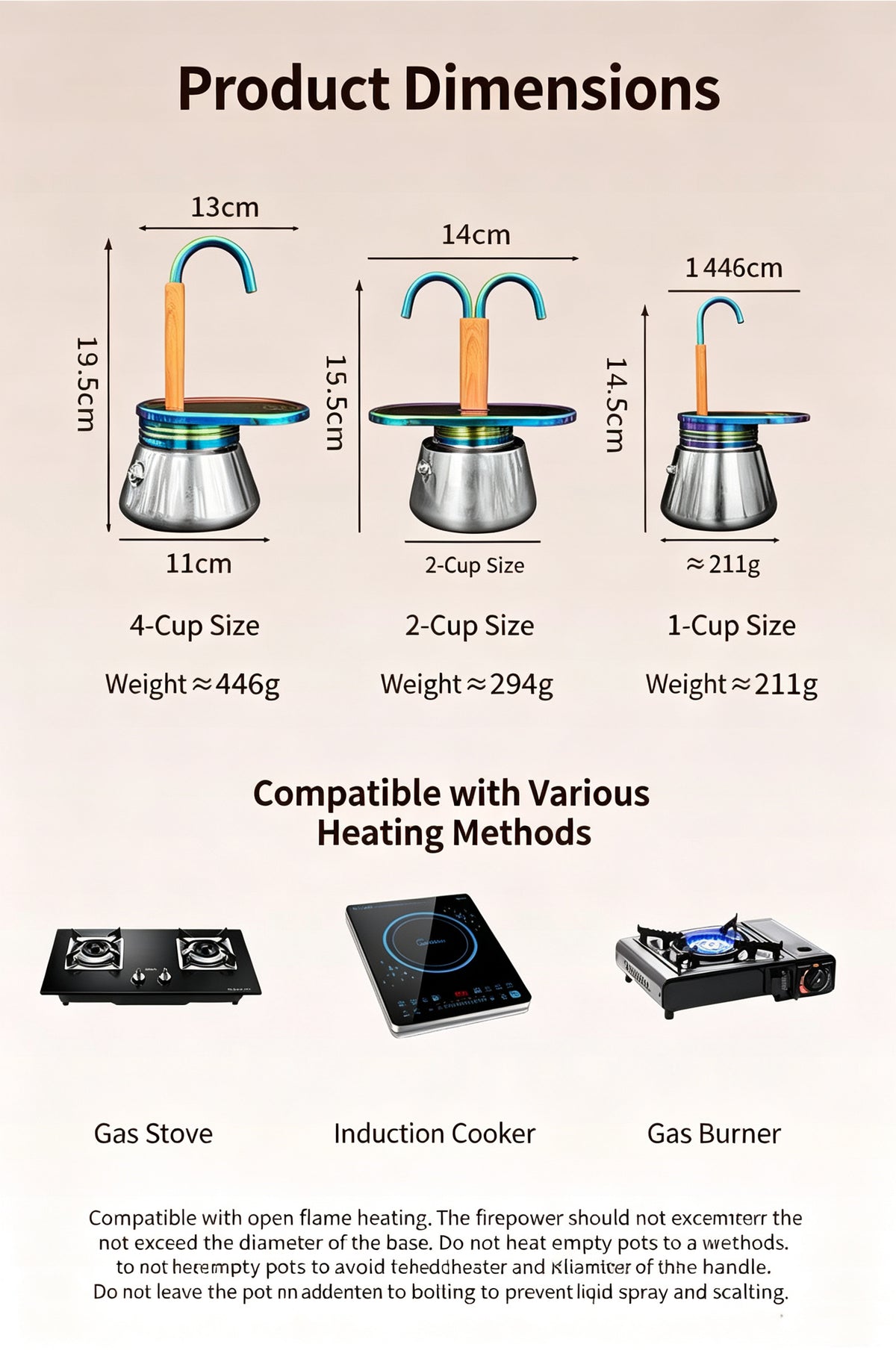 Aleman Moka Pot, Food Grade Stainless Steel Stovetop Espresso Maker