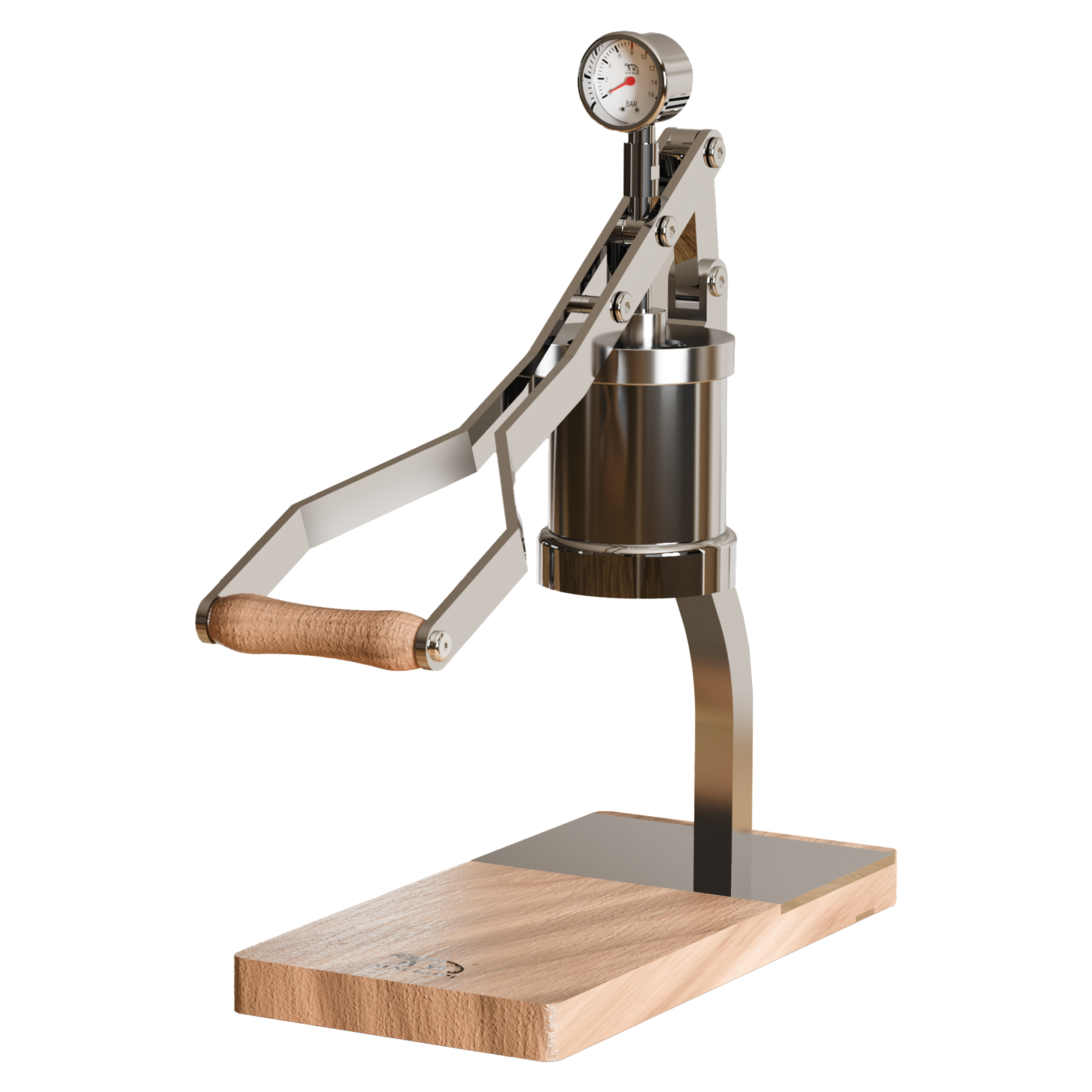 ALMKOPi 2S Professional Manual Lever Espresso Machine with Pressure Gauge - Silver & Wood