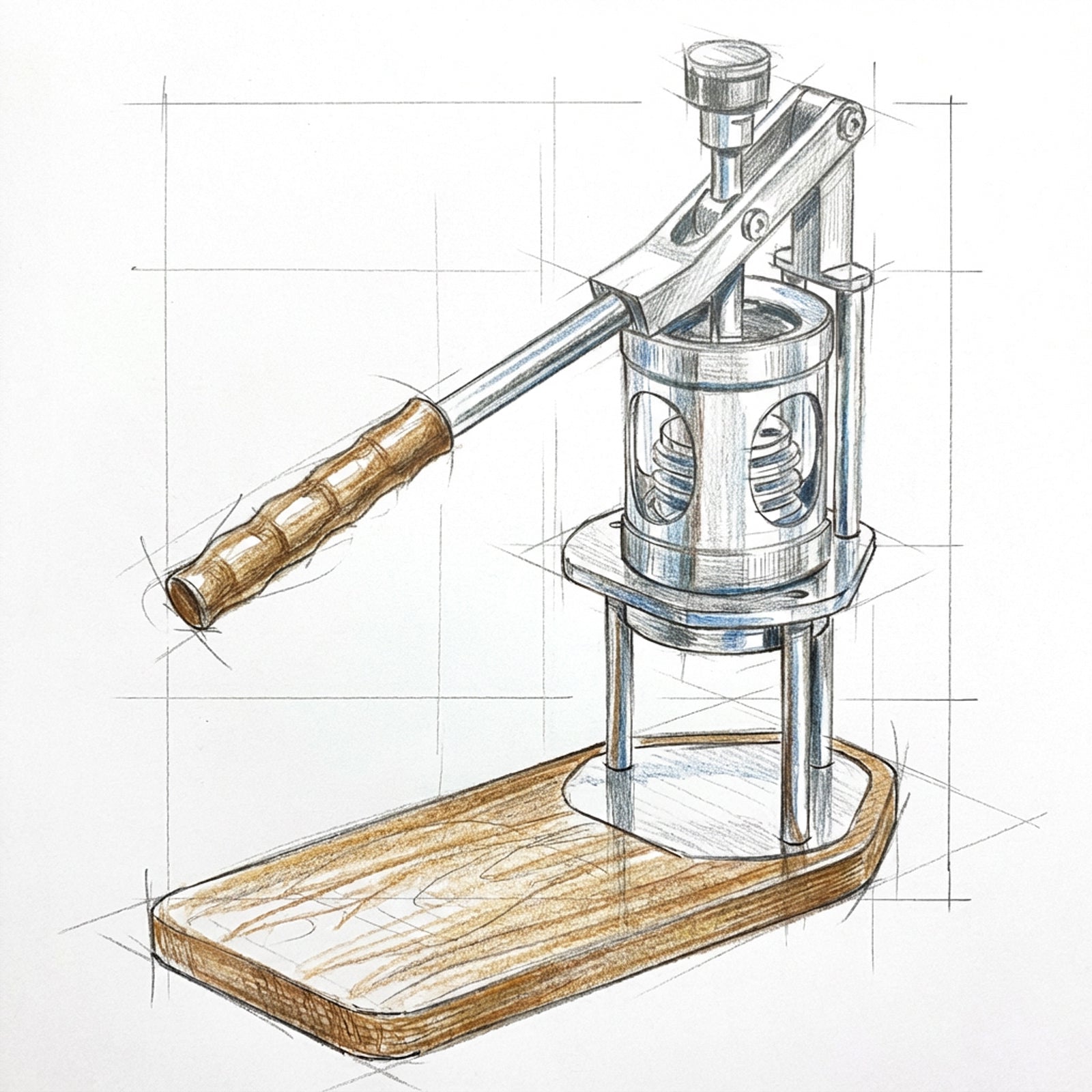 ALMKOPi Manual Lever Espresso Machine - 58mm Technical Draft Drawing